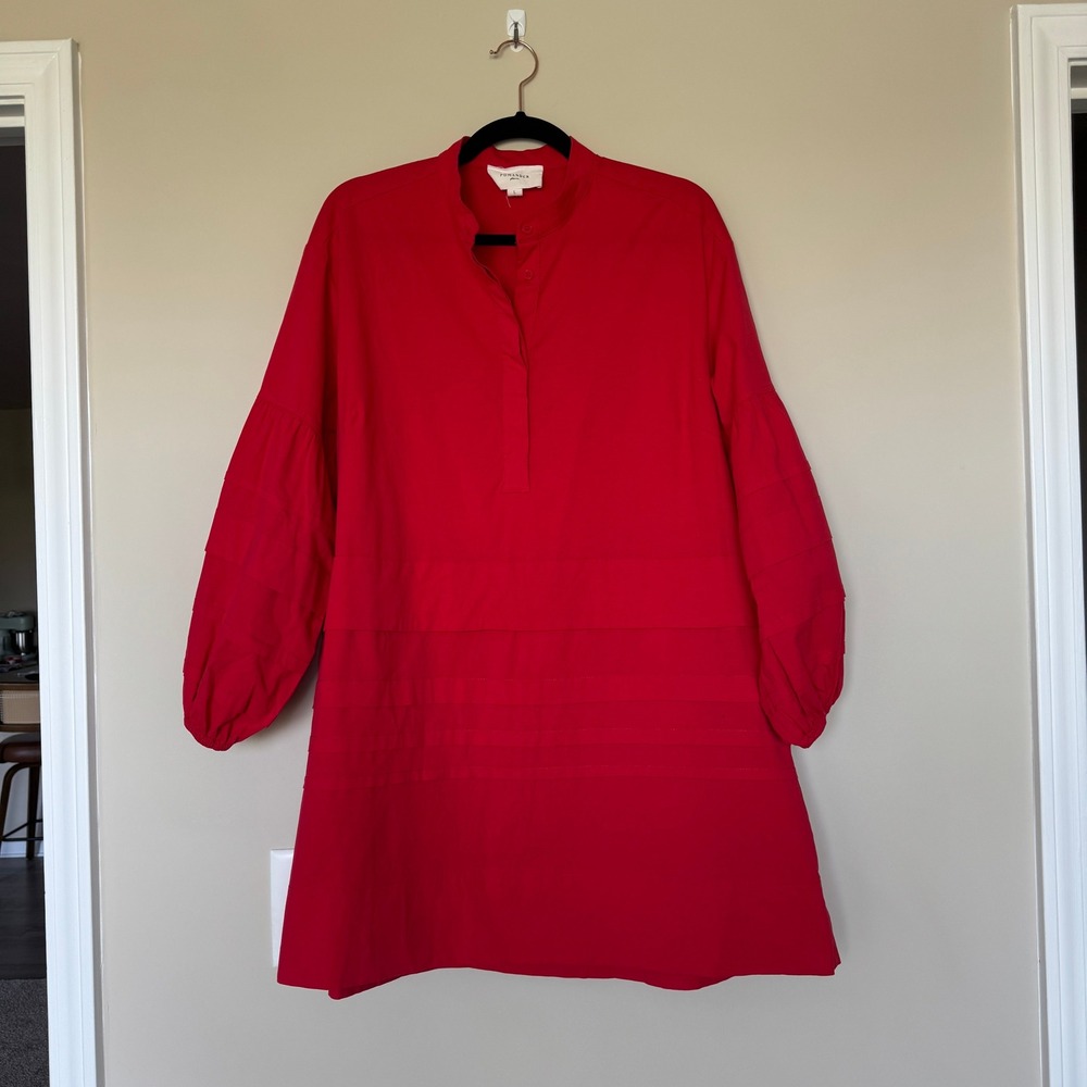 Pomander Place Red Pintuck Long Sleeve Mini Dress Y22657T Large